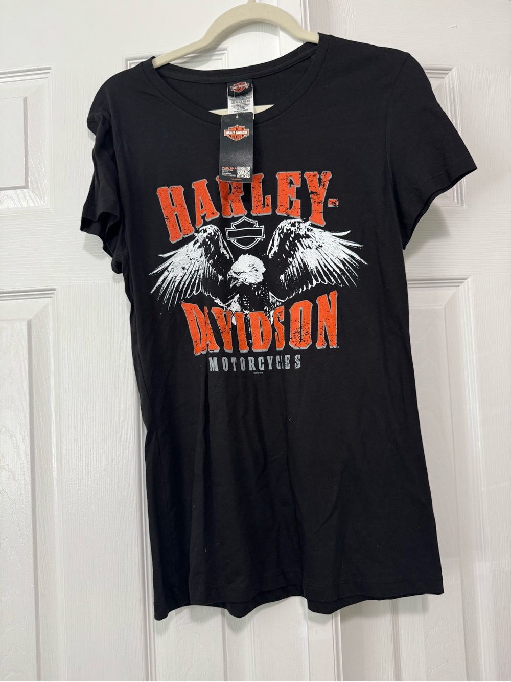 Harley-Davidson Black Tee with Orange & White Graphic